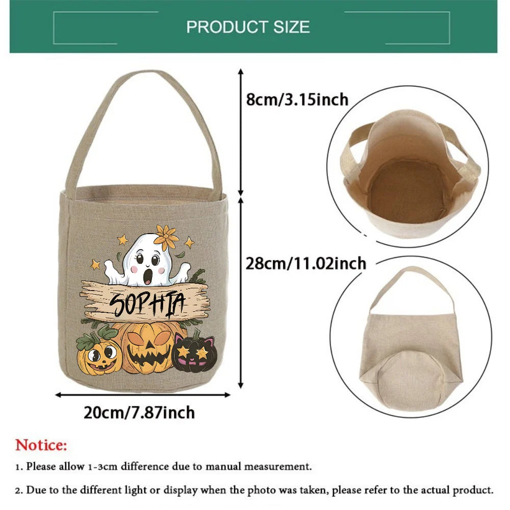 Personalized Halloween Candy Tote Bag – Custom Pumpkin Design