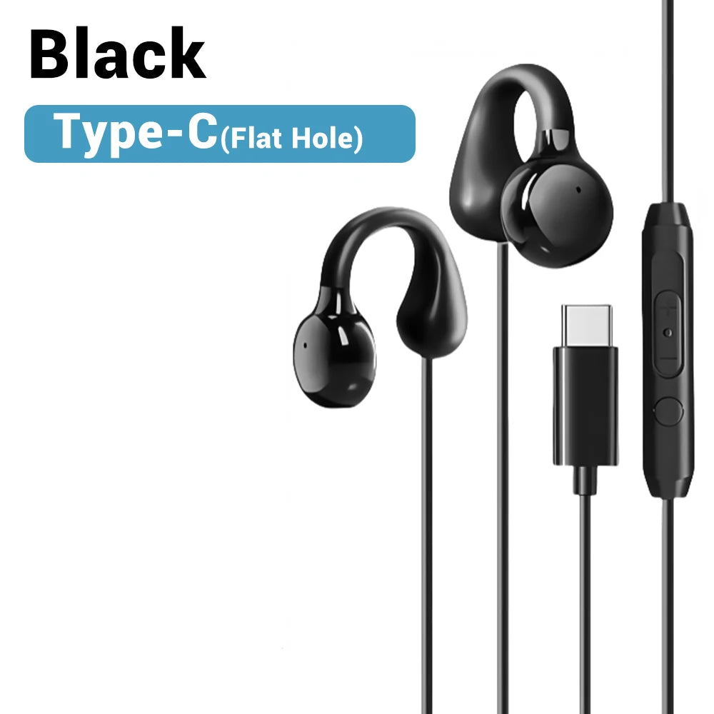 FONKEN Bone Conduction Earclip Wired Earphones with Mic