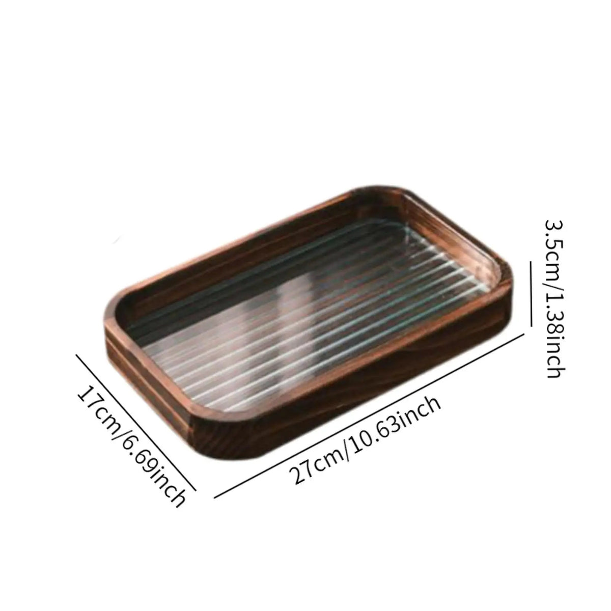 Kesoto Wood & Glass Serving Tray | Jewelry & Desk Organizer