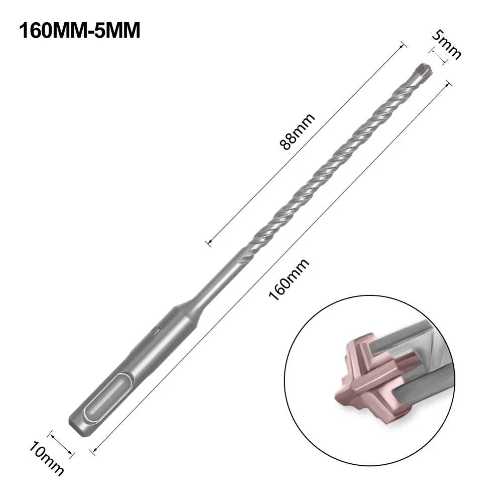 SDS Plus Concrete Drill Bit – 4 Cutter Cross Tip, 5–12mm
