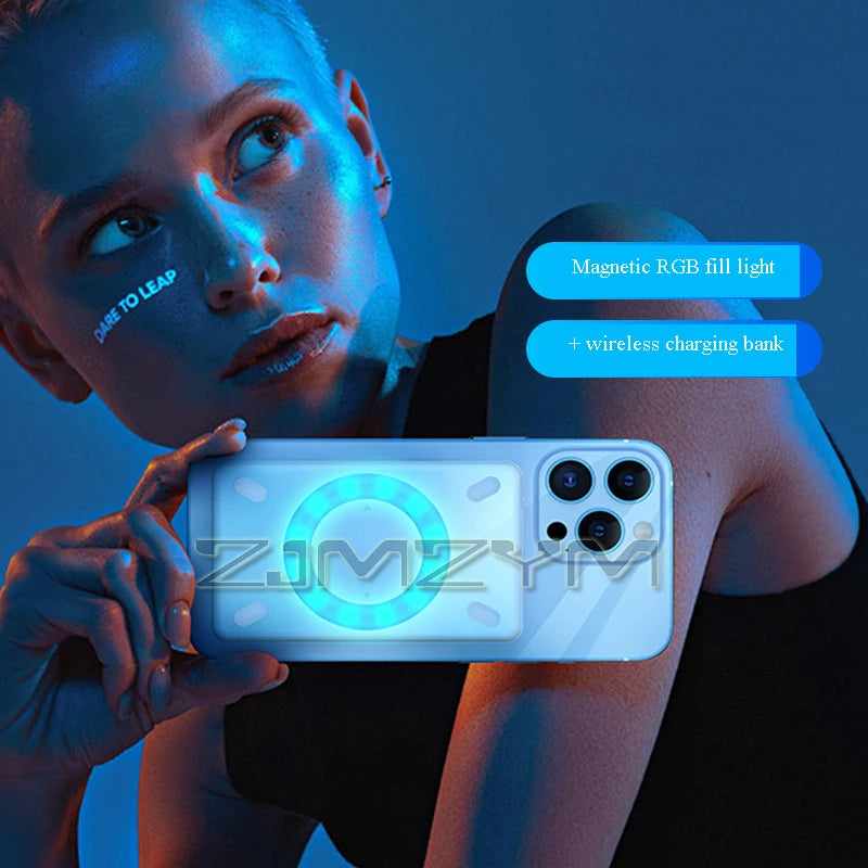 10W RGB Magnetic Phone Fill Light | 3000mAh, 2500K–9000K