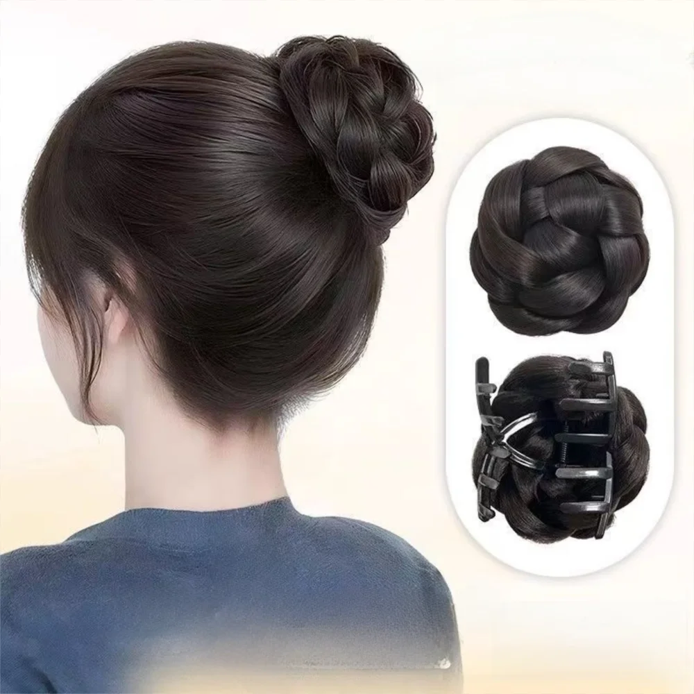 Synthetic Hair Bun Claw Clip – Fluffy Hairpiece for Women