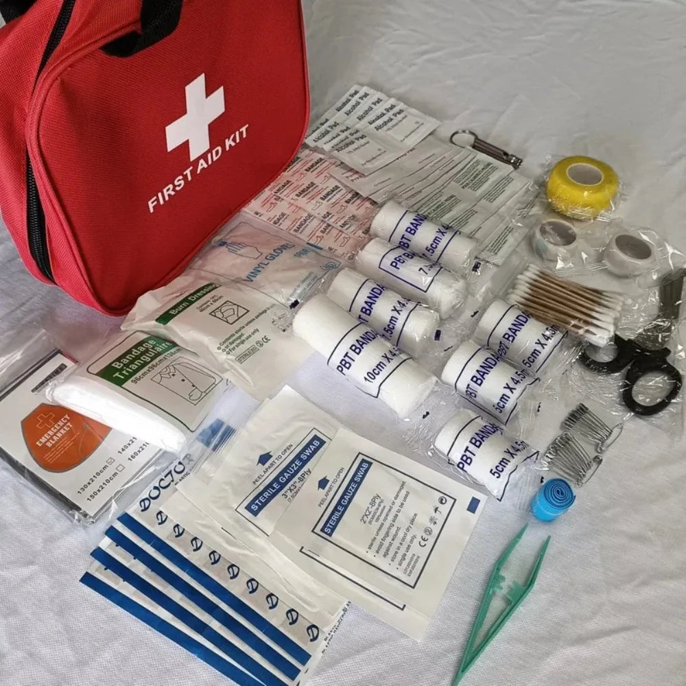 Portable First Aid Kit for Hiking, Camping & Emergencies