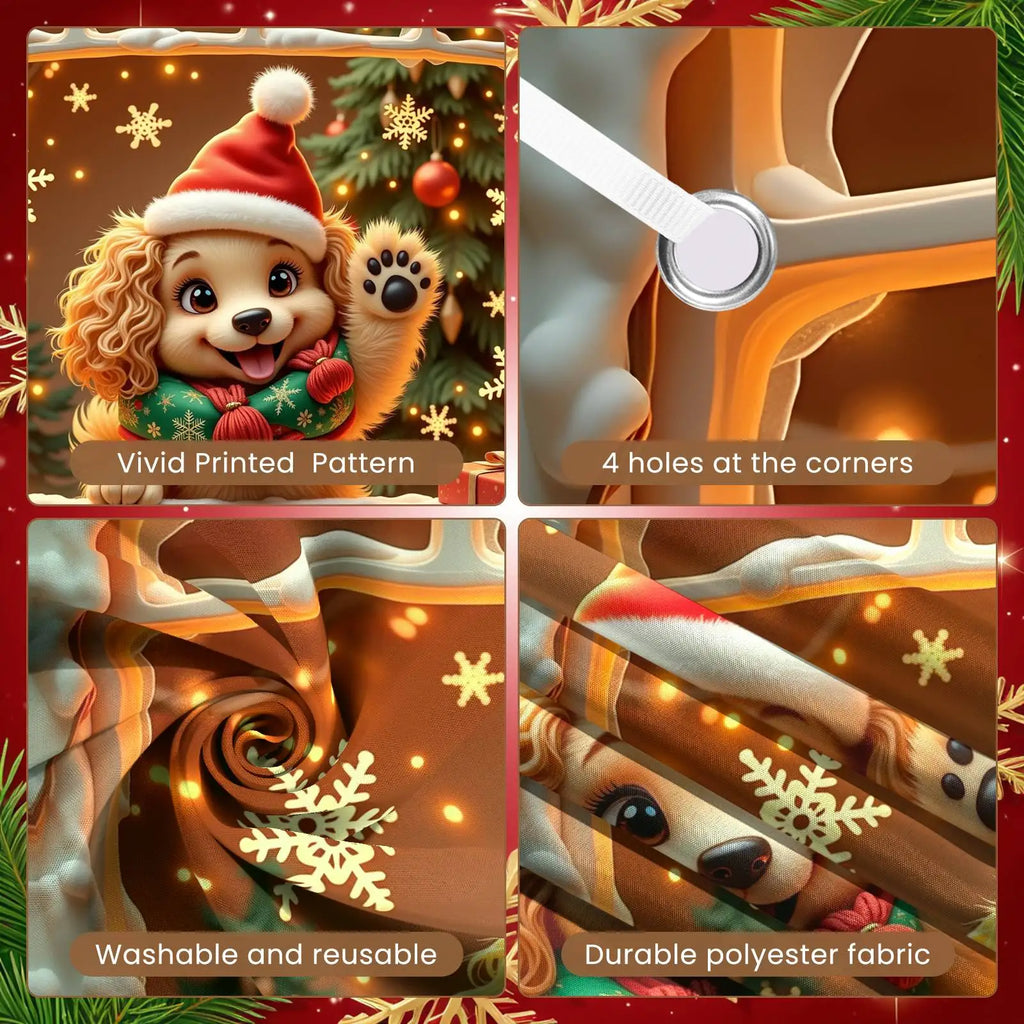 Cute Puppy Christmas Holiday Banner 180×110cm | Seasonal Decor
