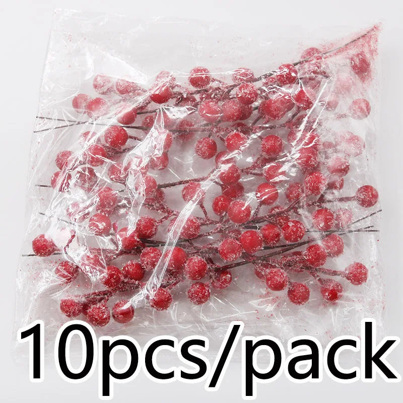 Frosted Artificial Berry Stems Christmas Decor – 10 Pack