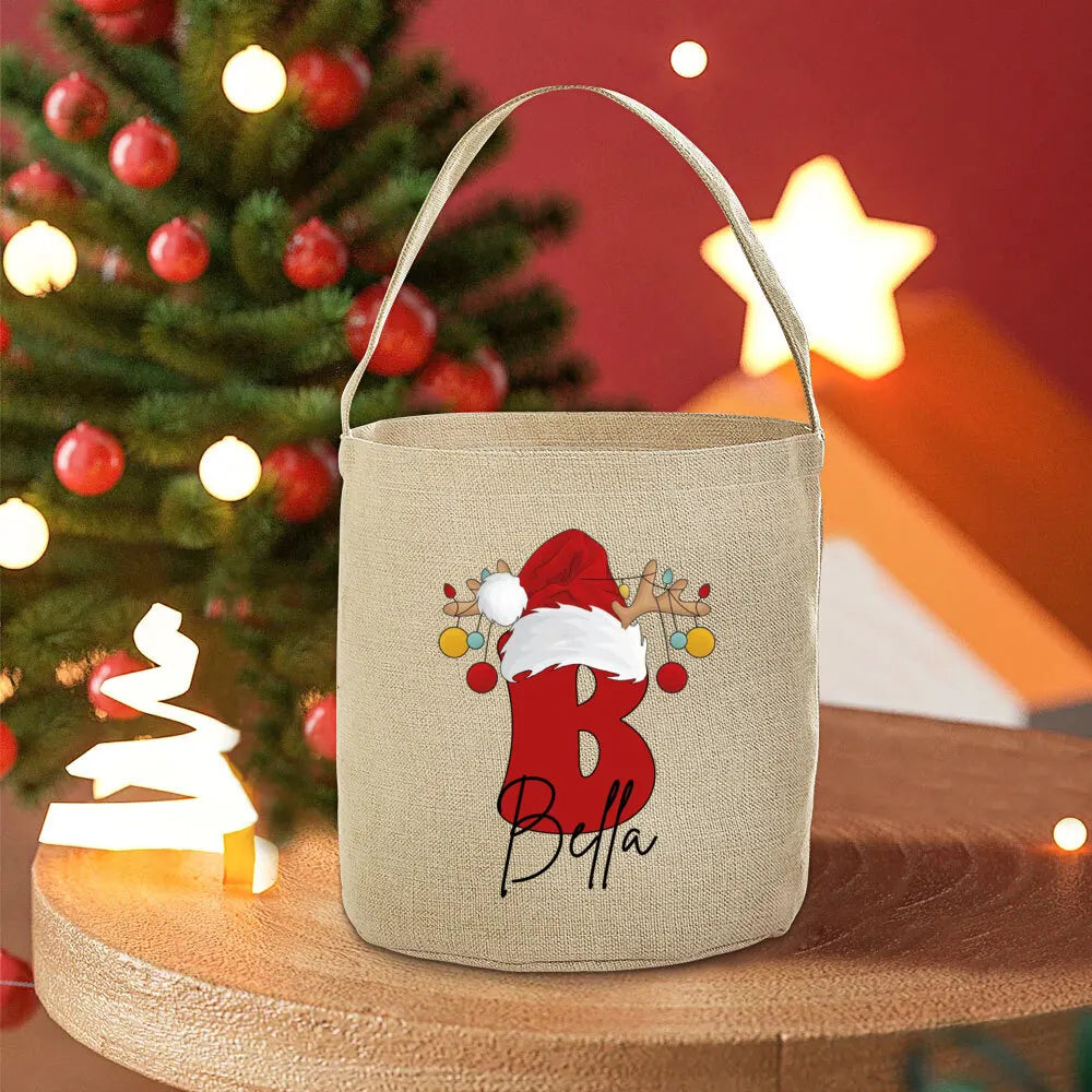 Personalized Name Christmas Santa Sack Tote Bag for Kids