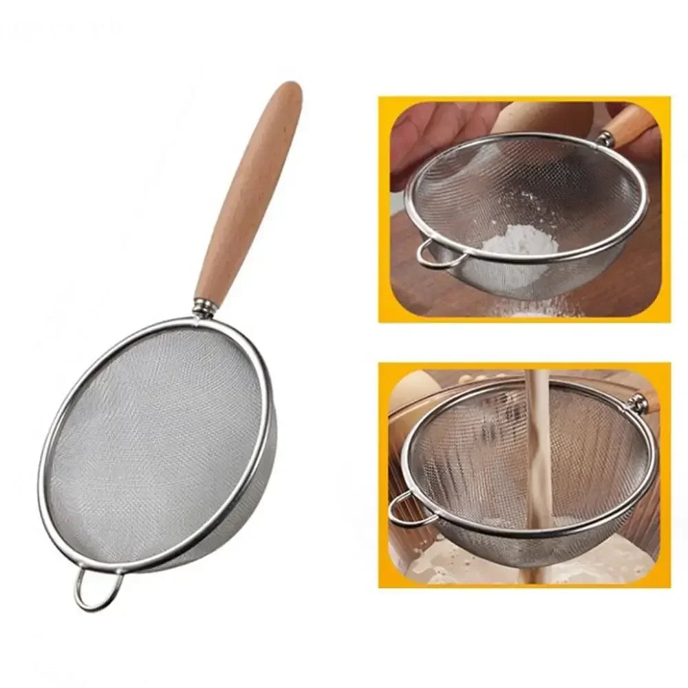Stainless Steel Fine Mesh Strainer with Wooden Handle