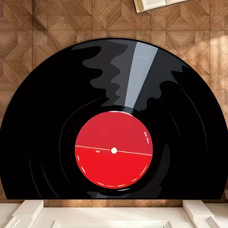 Vintage Vinyl Record Semi-Circular Doormat | Retro Music Rug