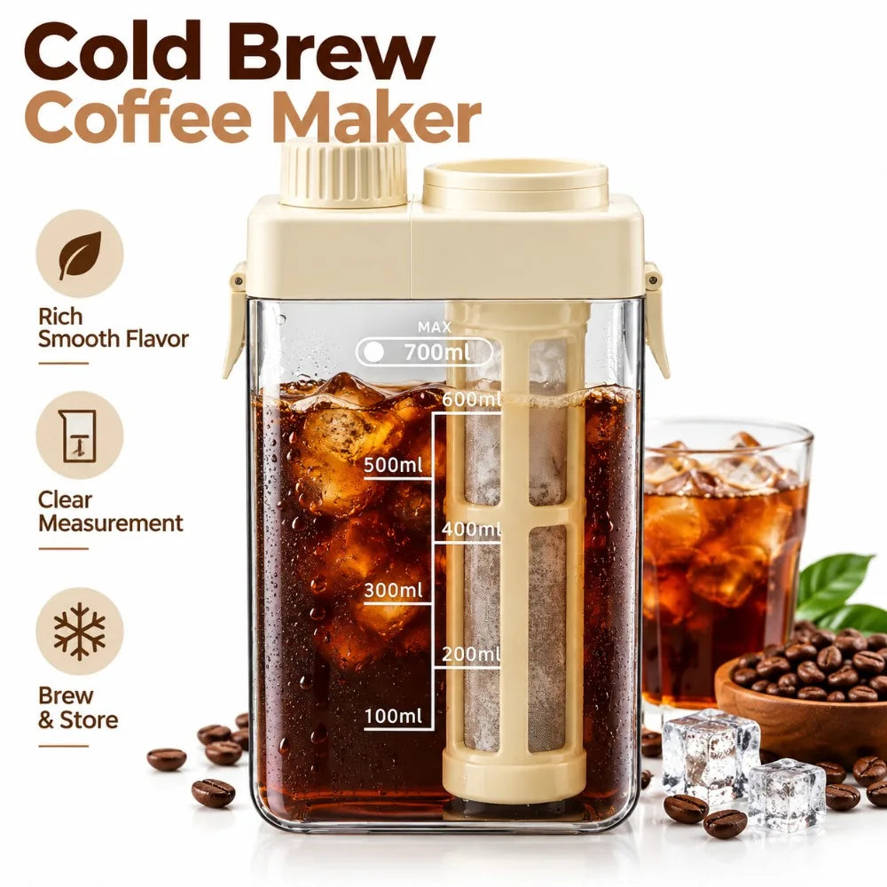 Cold Brew Coffee Maker Pitcher | Fine Mesh Filter & Scale