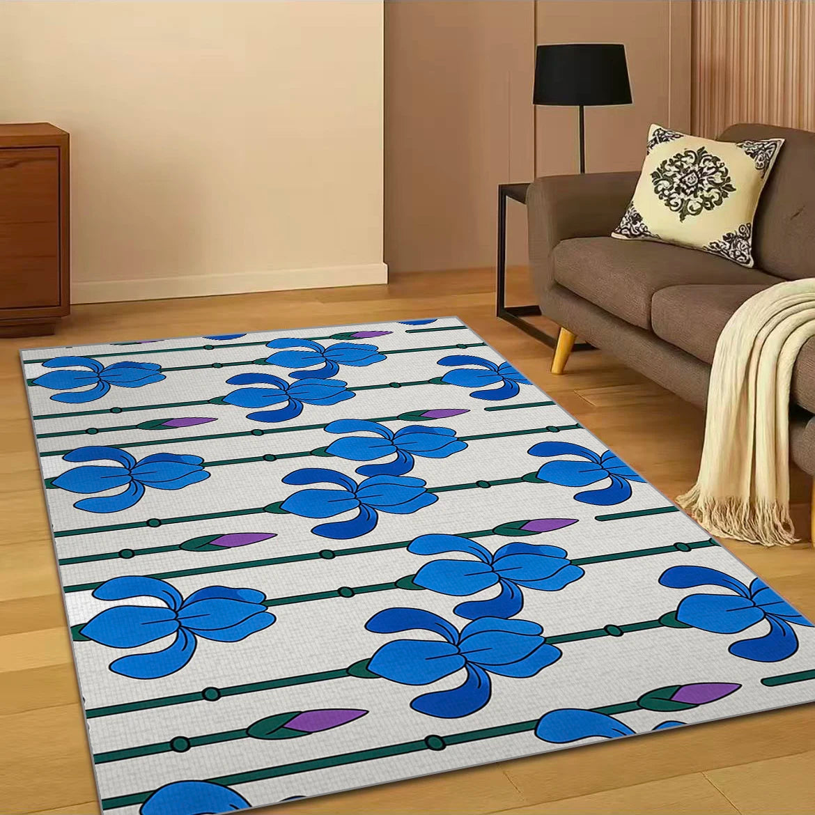 RAKKS Floral Tulip Non-Slip Washable Rug | Indoor Floor Mat
