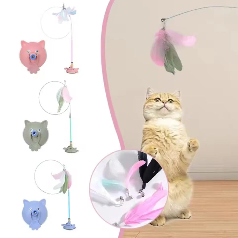 Cat Suction Cup Feather Toy – Self-Play Kitten Entertainer