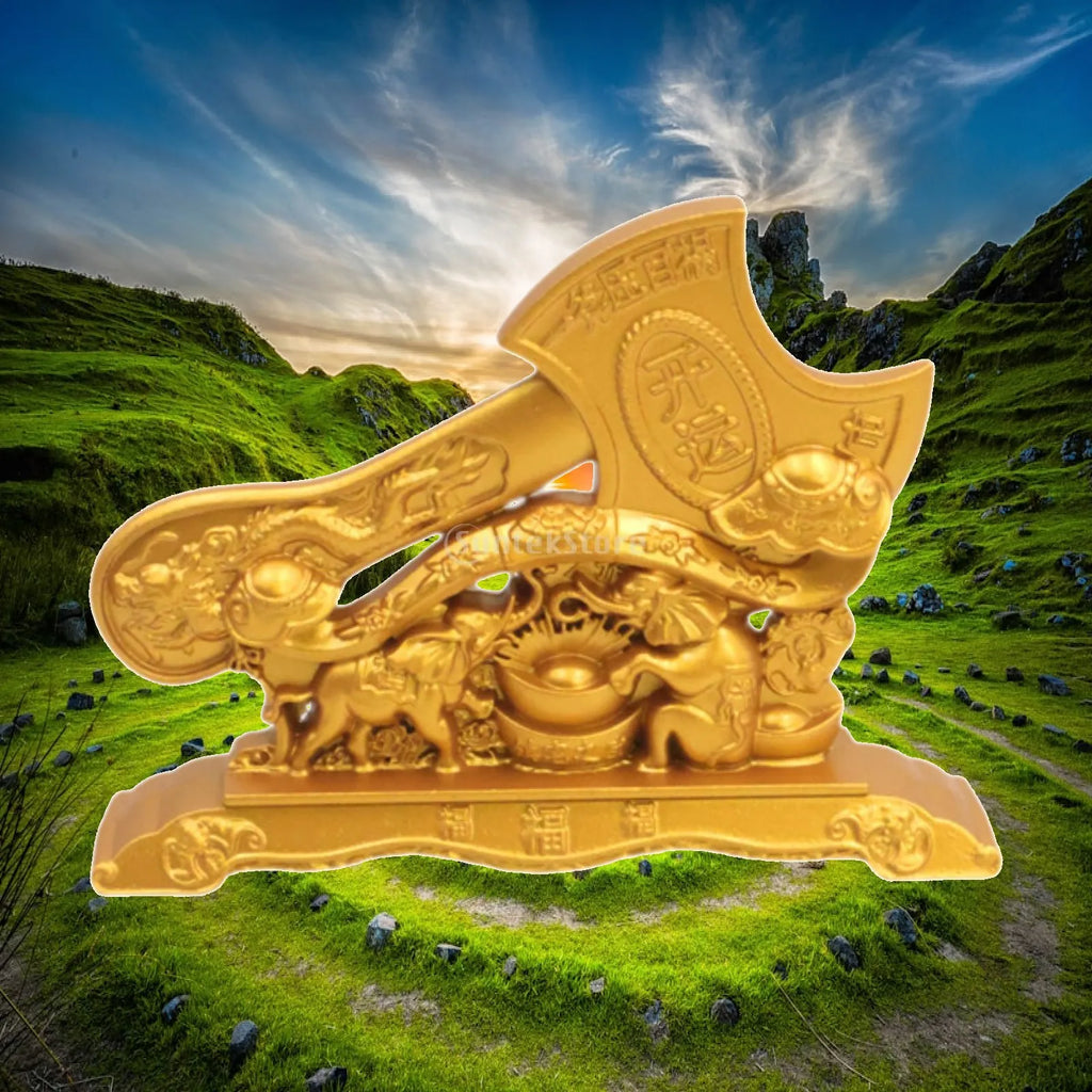 Metal Feng Shui Horse Figurine | Golden Wealth Statue Decor