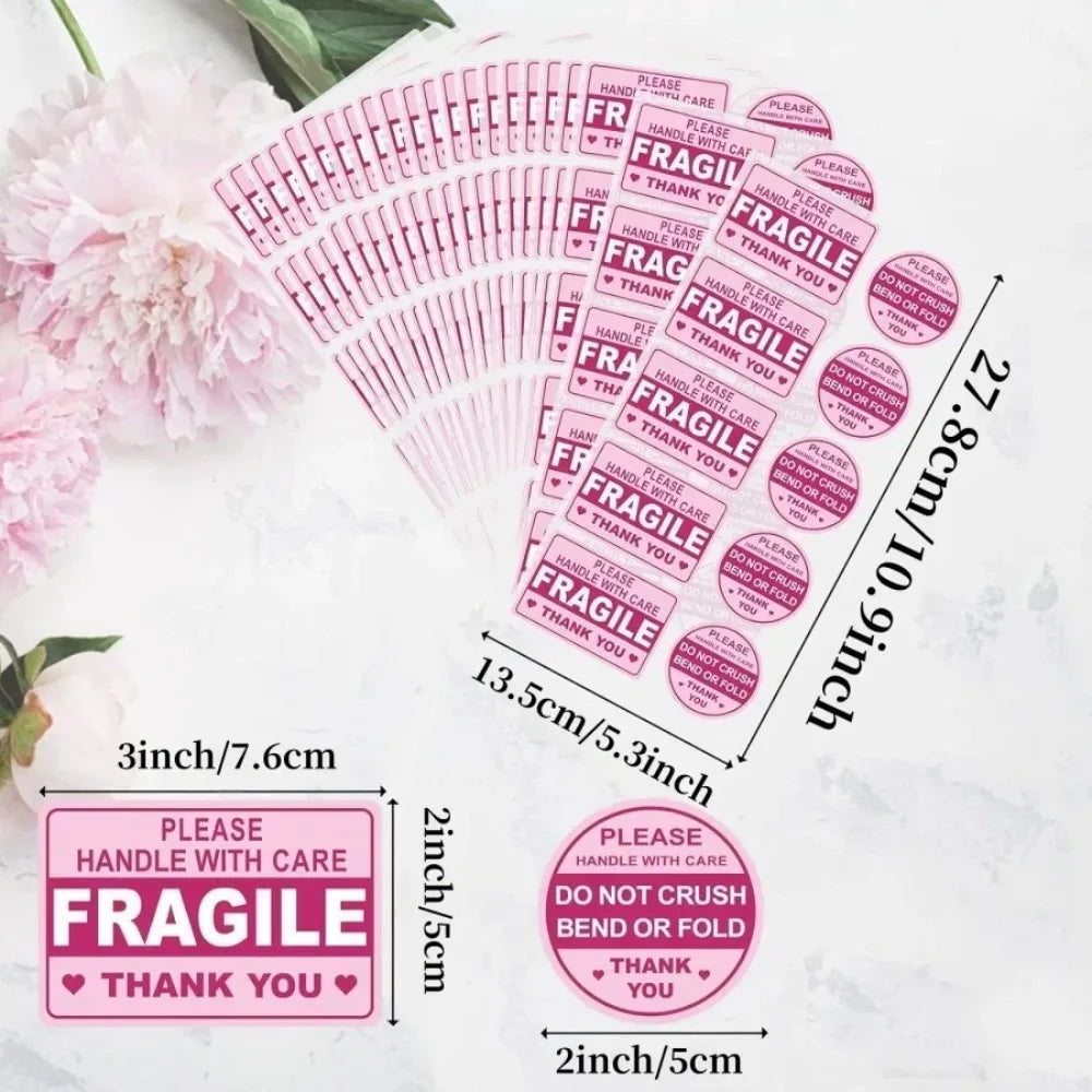 100-Pack Waterproof Fragile Stickers – Shipping Labels