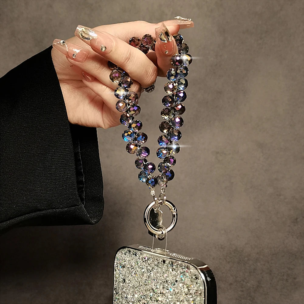 Crystal Rhinestone Bead Phone Wrist Strap Lanyard Keychain