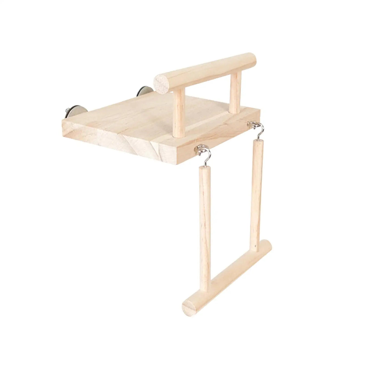Wooden Bird Parrot Perch & Cage Hanging Stand Toy