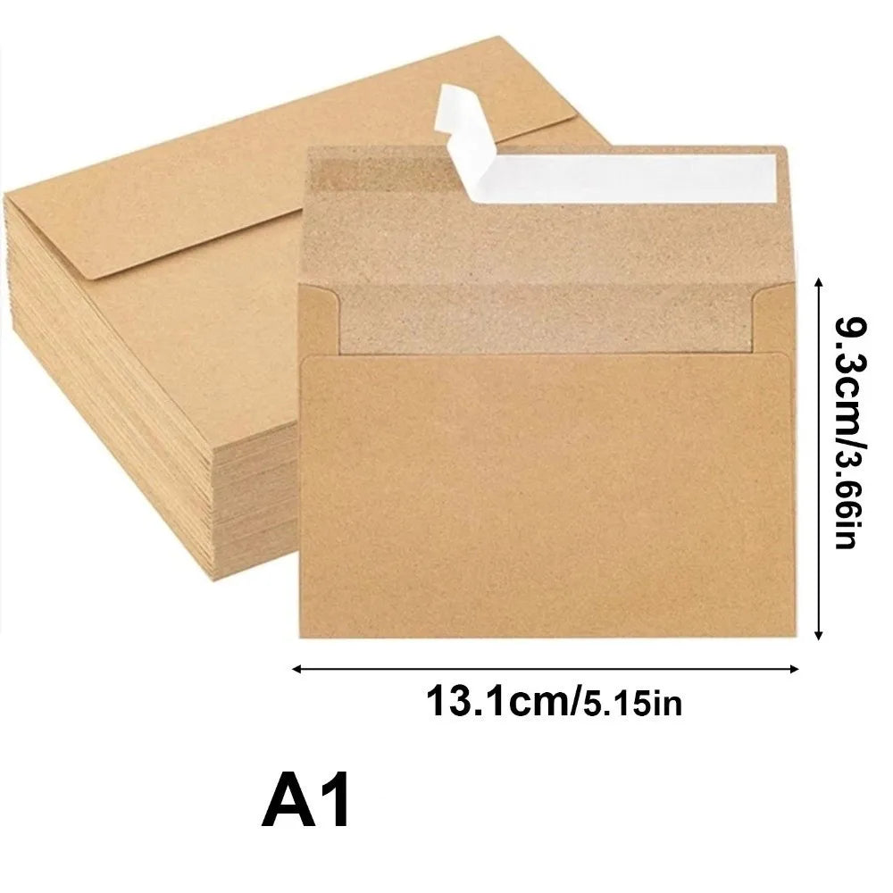 20-Pack Blank Kraft Envelopes – Self-Seal Postcard & Card