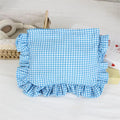 Ruffle Plaid Makeup Bag – Large Capacity Travel Toiletry Pouch