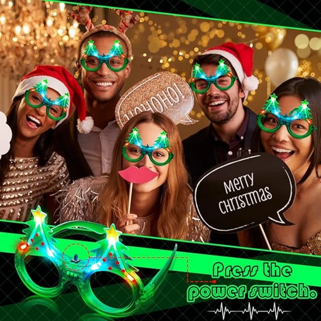 Christmas Tree LED Light-Up Flashing Glasses | Party Gift