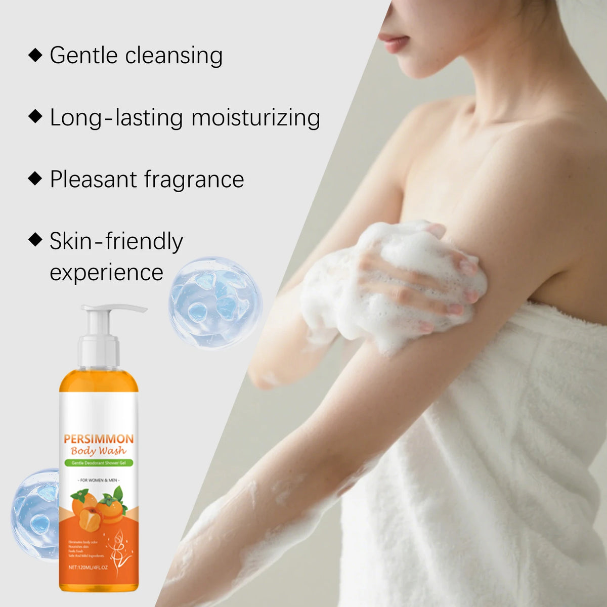Persimmon & Orange Shower Gel – Oil-Balancing Body Wash 120ml