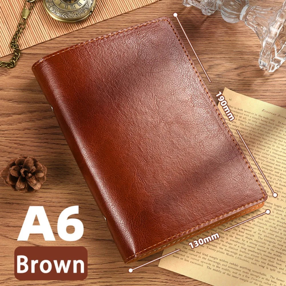 Vintage PU Leather Loose-Leaf Notebook A5/A6 – Diary Binder