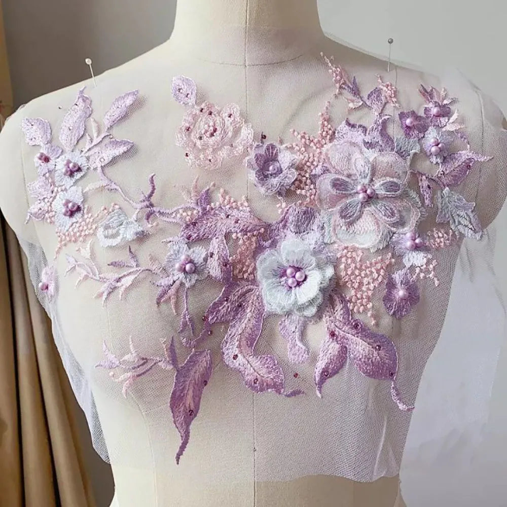 Sequined Floral Embroidery Patch – DIY Appliqué Costume Decor