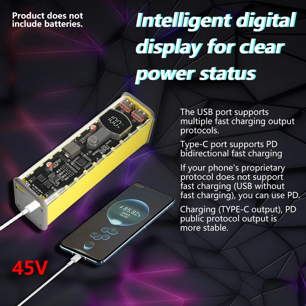 Gaqqee 8-Cell 18650 Power Bank Case – PD 45W Fast Charging