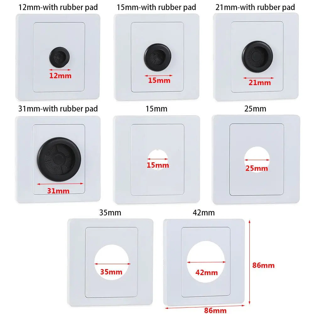 Wall Blank Panel Cable Cover with Rubber Pad & Outlet Hole