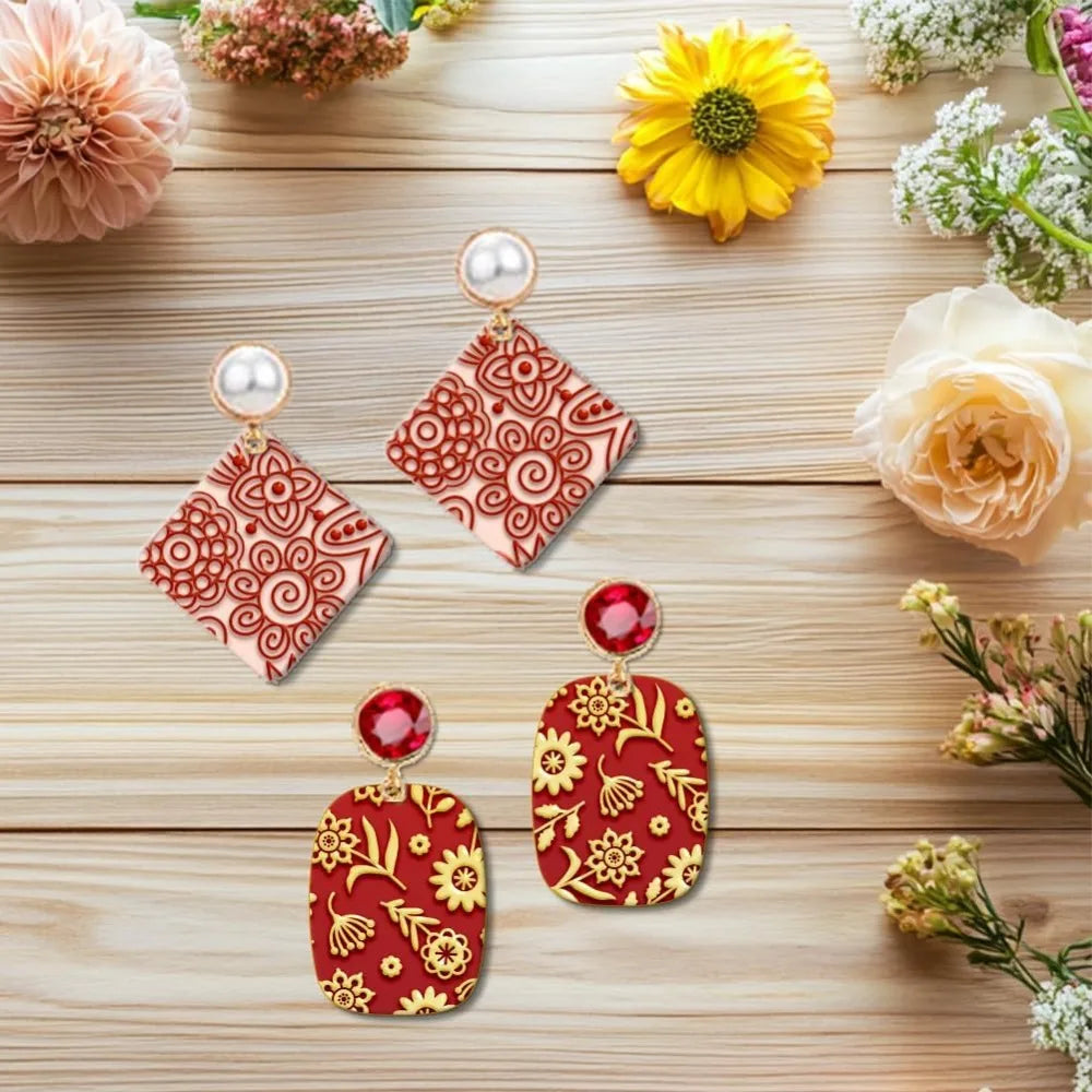 4-Sheet Abstract Floral Polymer Clay Texture Mat Set