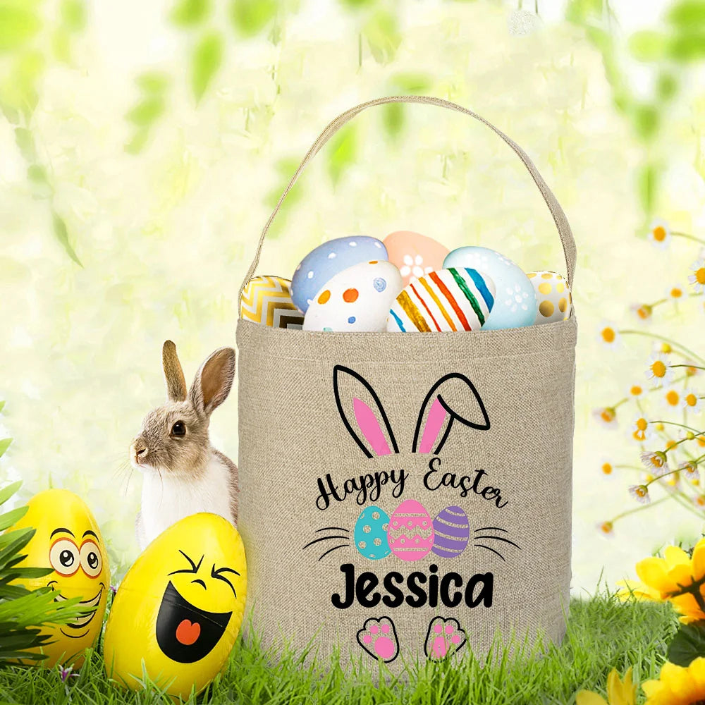 Personalized Easter Bunny Tote Bag | Kids Candy Bucket