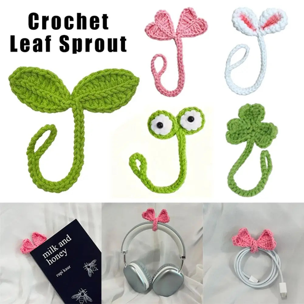 Hand-Knitted Crochet Leaf Bookmark & Headphone Décor