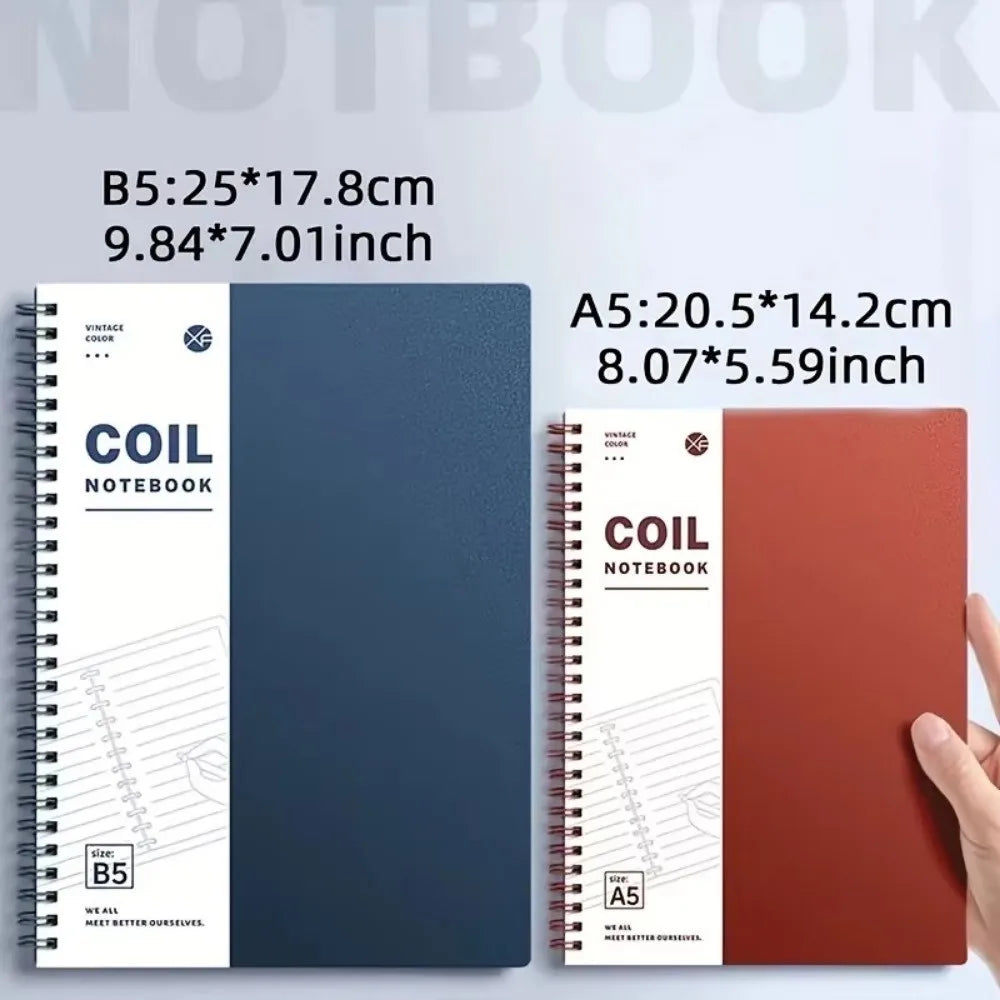 A5/B5 Spiral Notebook – 120 Cream Pages, Lay-Flat Coil Binding