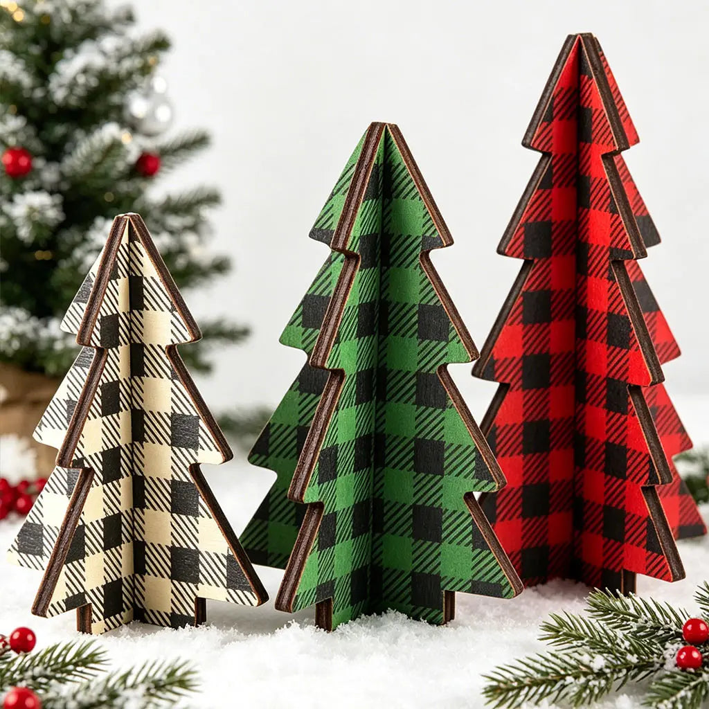 3-Piece 3D Wooden Christmas Tree Decorations | Holiday Crafts