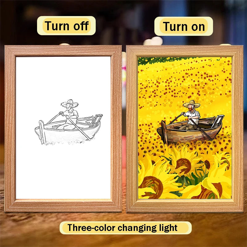 Van Gogh Starry Sky LED Light Painting – Wall Art Night Lamp