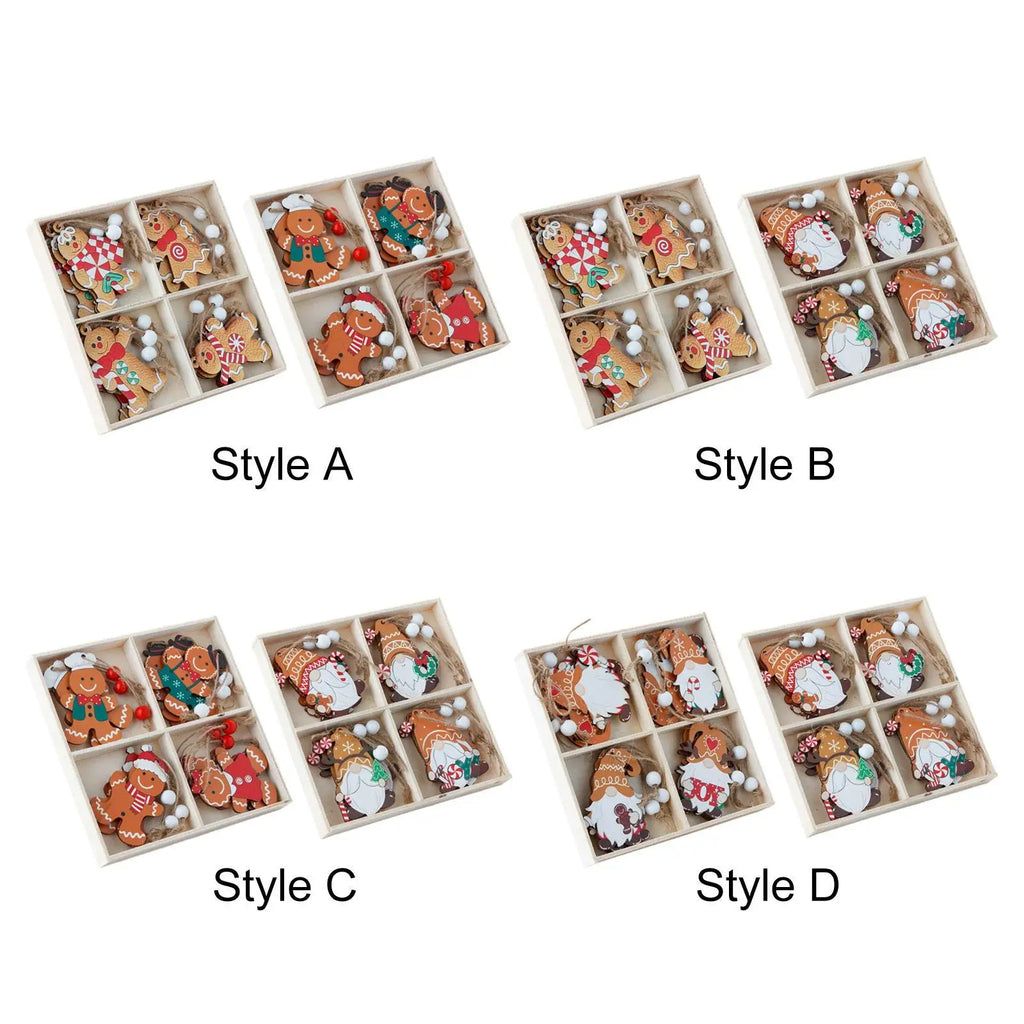 Wooden Gingerbread Man Christmas Ornaments Set of 12