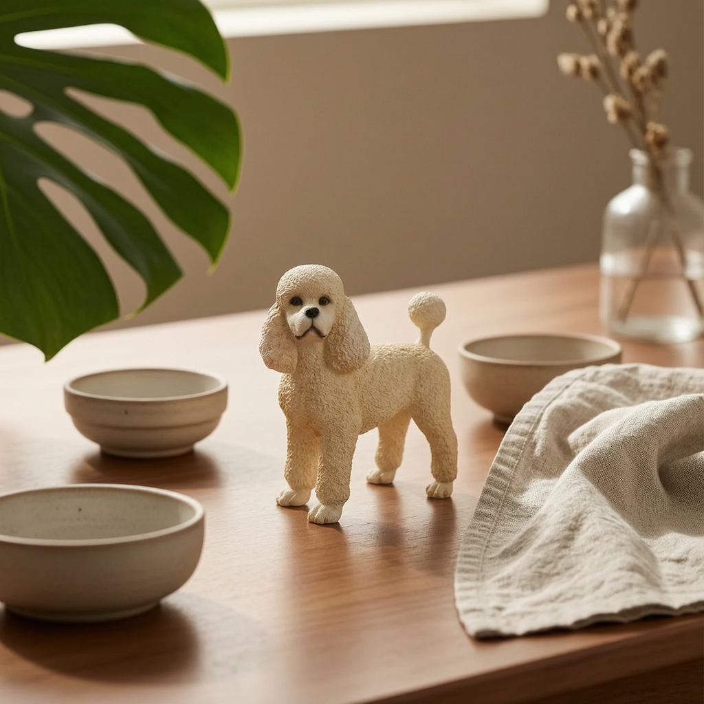 Resin Poodle Figurine – Whimsical Tabletop Dog Statue