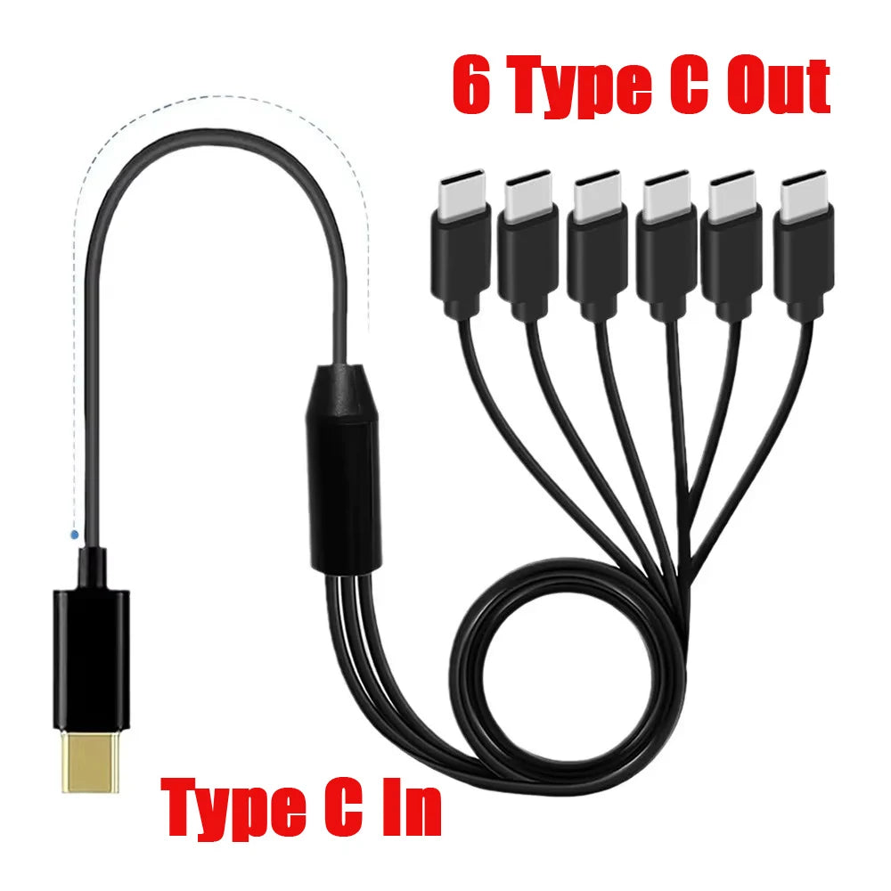 USB-C Splitter 1-in-6-Out Cable | Charge 6 Devices at Once