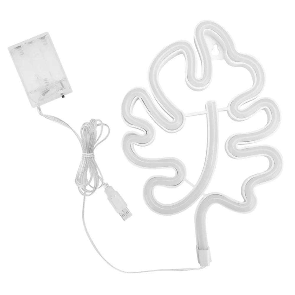 Leaf Shaped Green LED Neon Night Light – USB & Battery