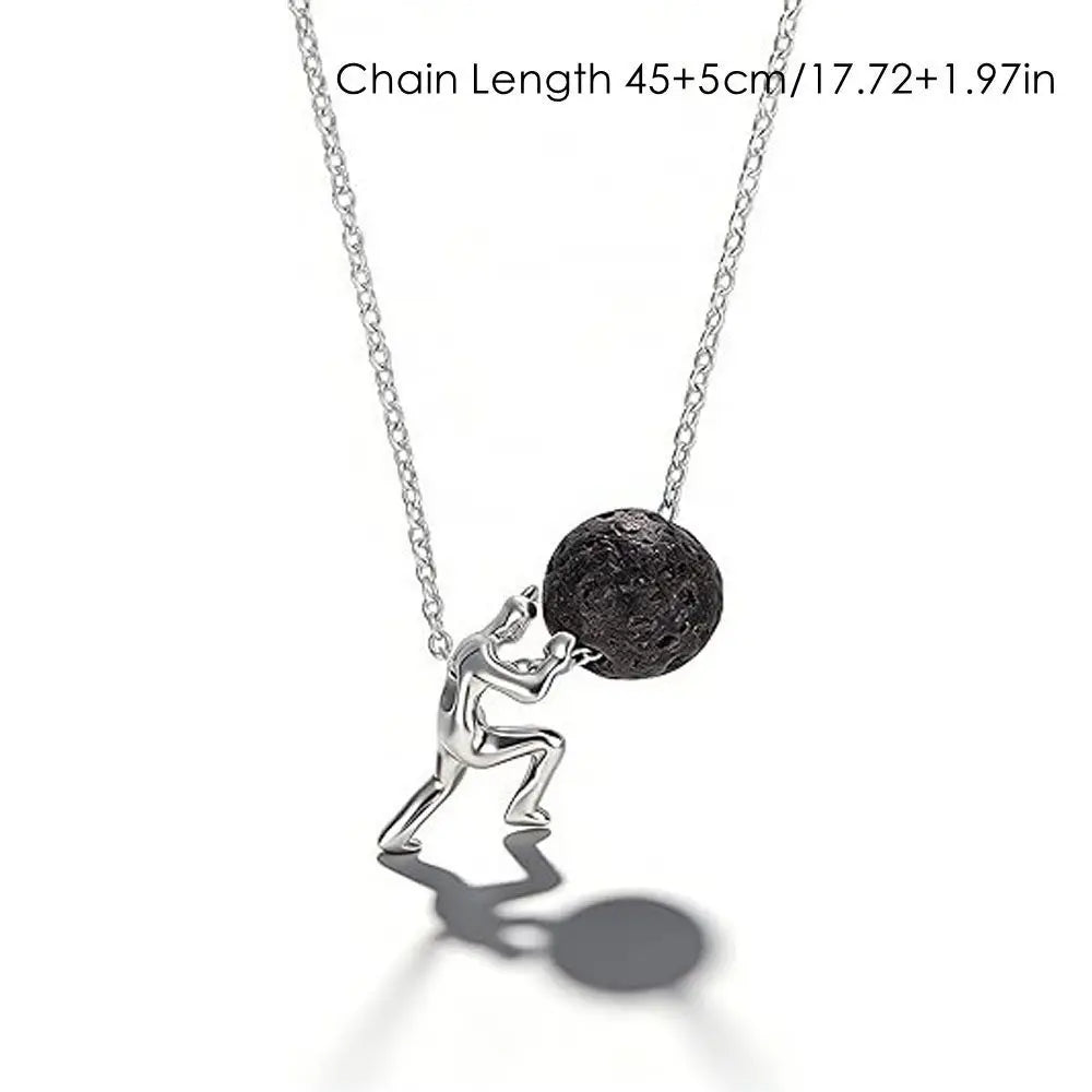 Sisyphus Pendant Necklace – Perseverance Symbol Silver Jewelry