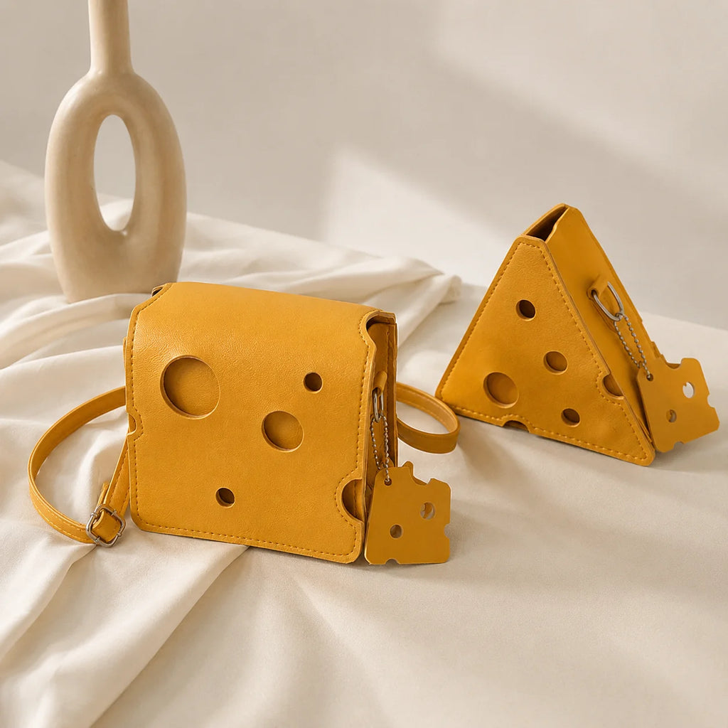 Cheese Shape Crossbody Bag – Mini PU Shoulder Purse for Women