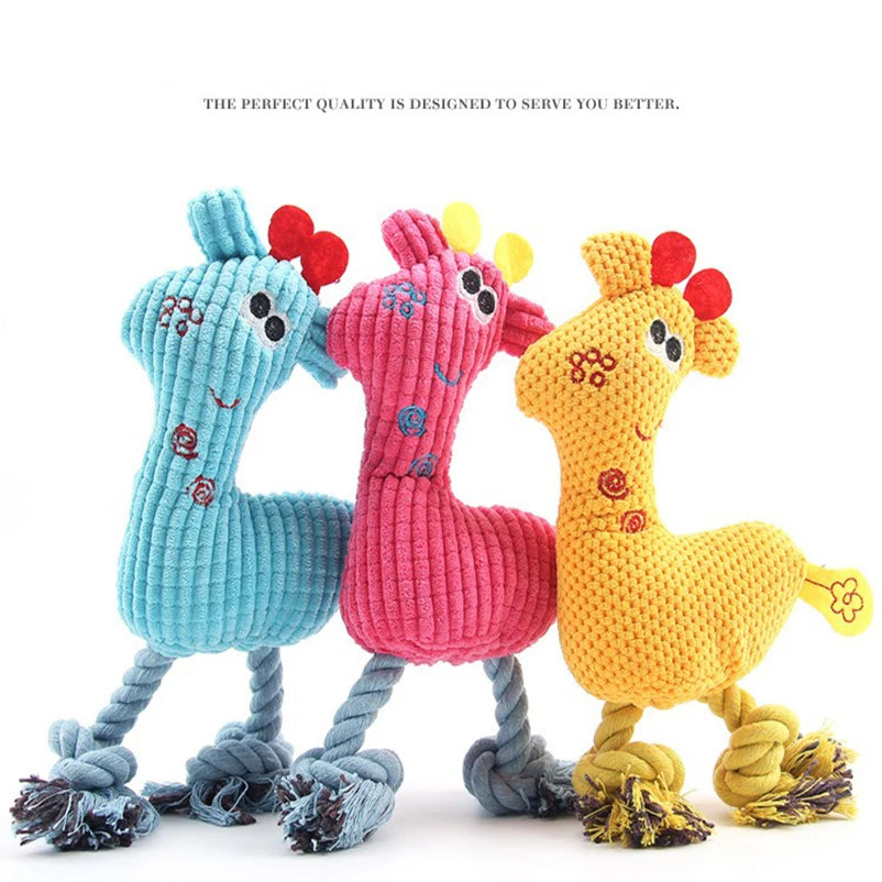 Sika Deer Plush Squeaky Dog Toy – Bite-Resistant Fleece