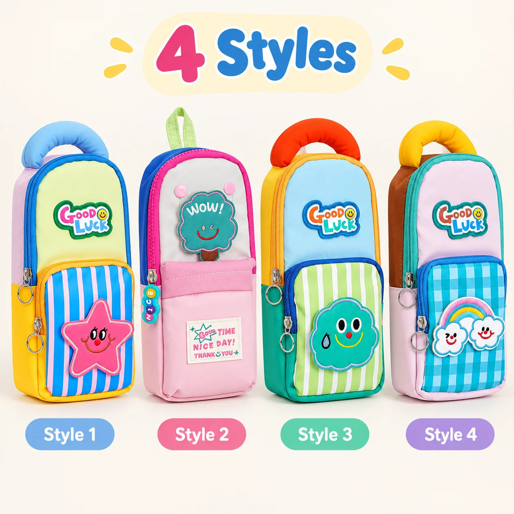 Cute Star Backpack Pencil Case – Large Capacity Kids Pouch