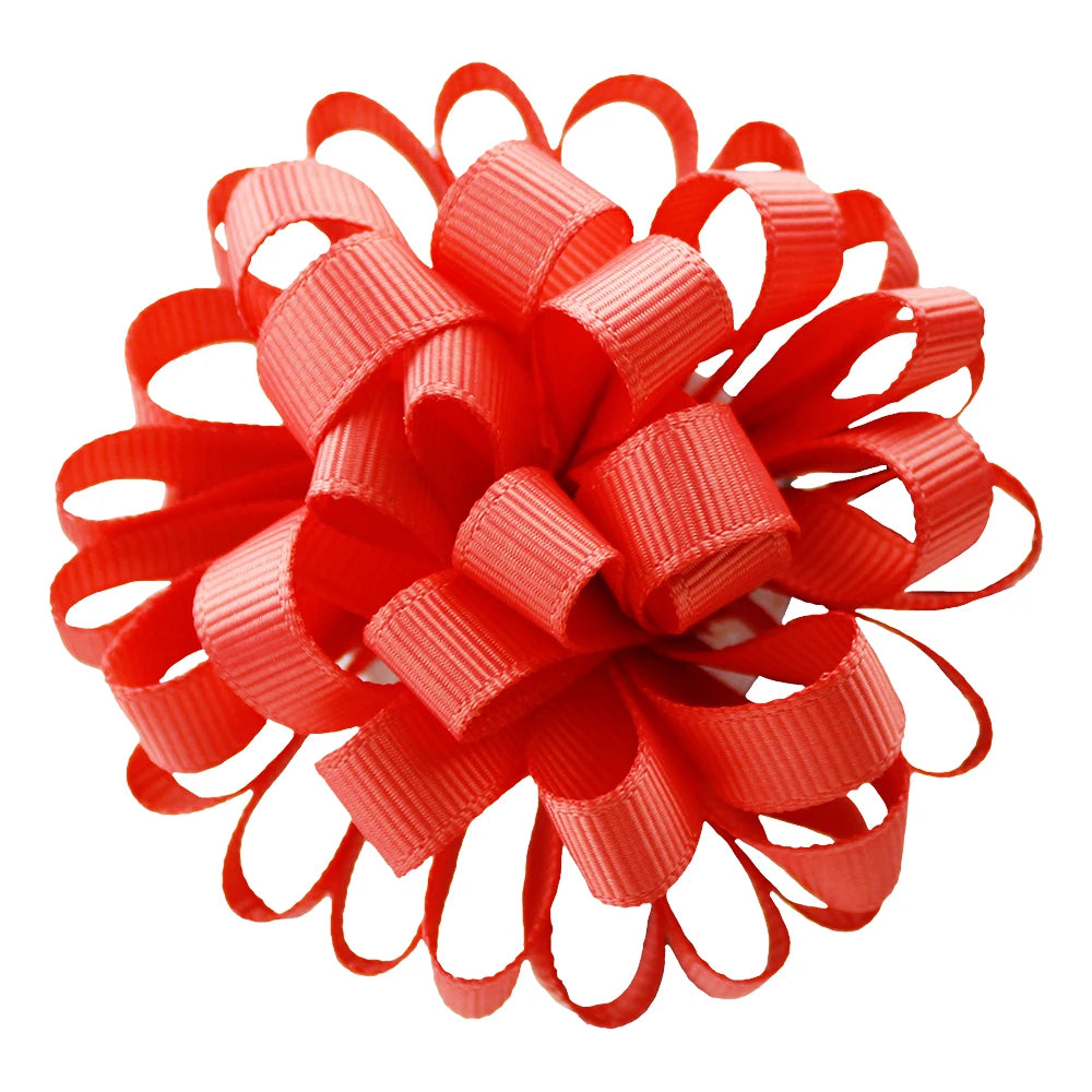 2-Pack Girls Grosgrain Ribbon Loopy Puff Hair Bow Clips