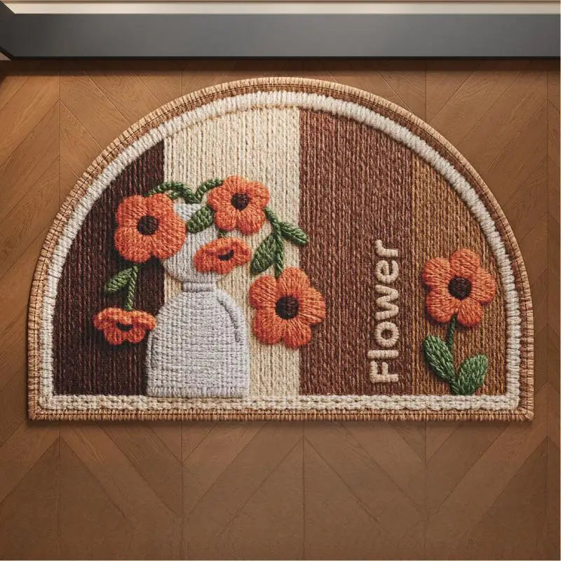 Semi-Circular Anti-Slip Bathroom Floor Mat | Knit Animal Style