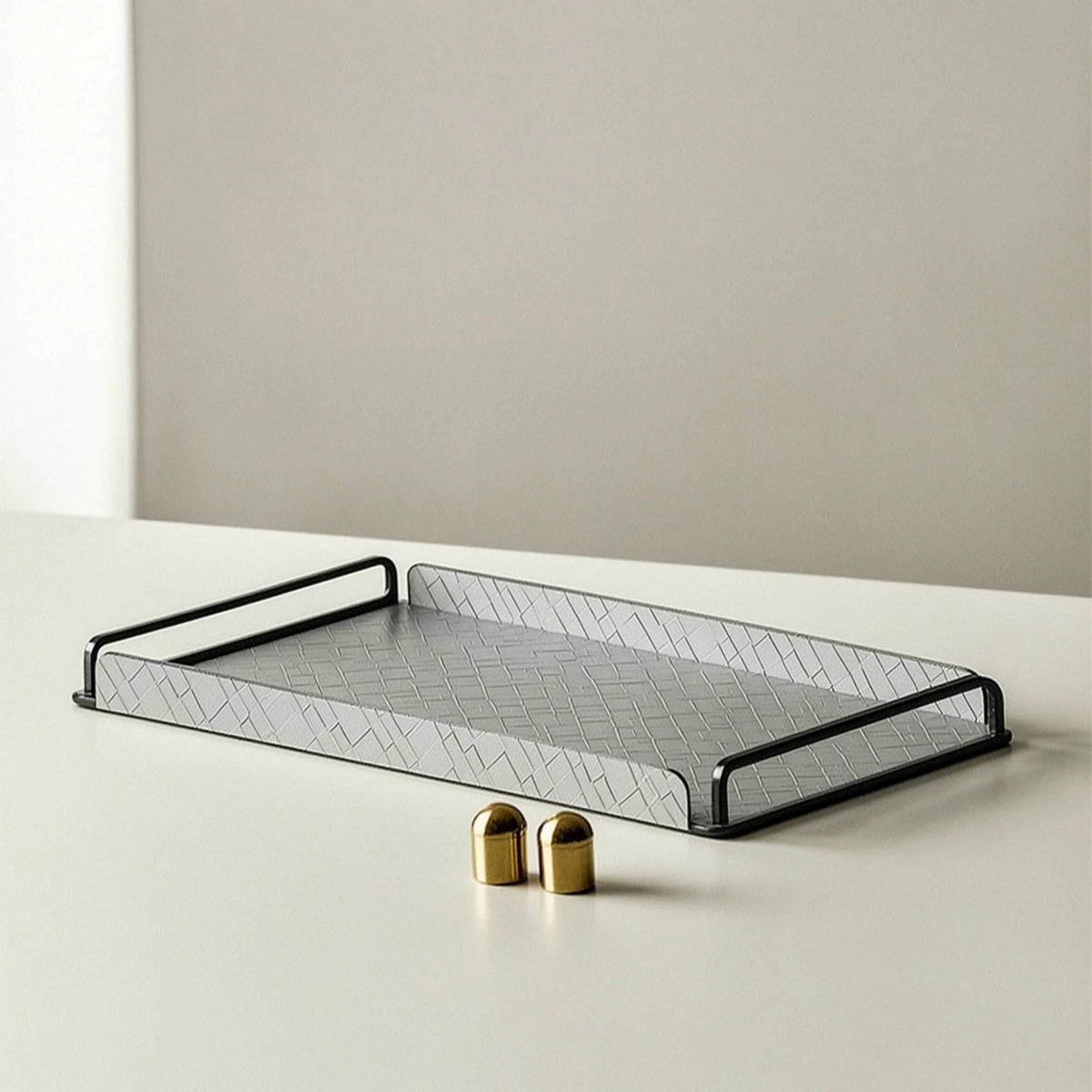 Woven Geometric Serving Tray with Handles | Modern Home Décor