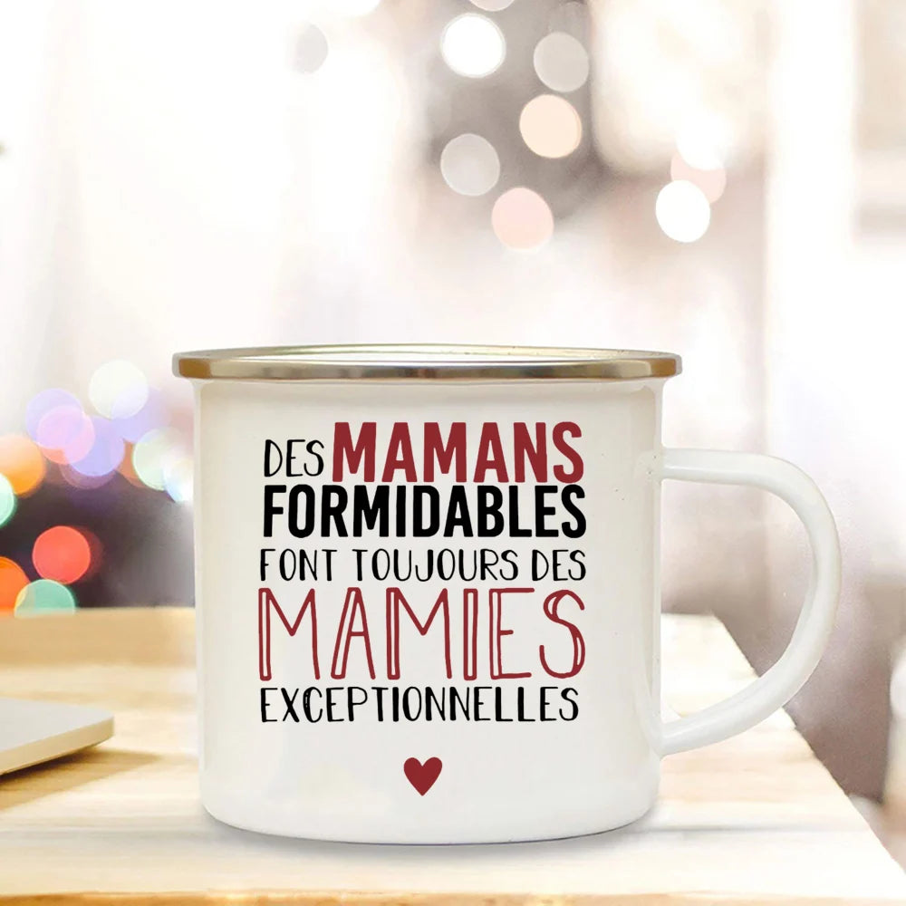 Super Mamie I Love You Enamel Mug | Grandmother Gift Mug