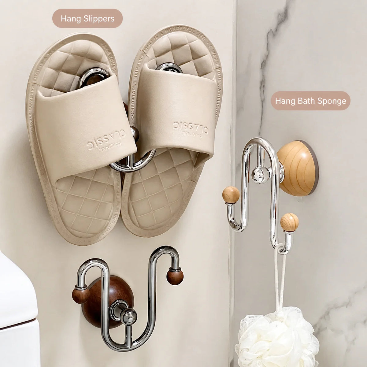 No-Drill Wall-Mounted Slipper Rack – Suction Cup Bathroom Storage