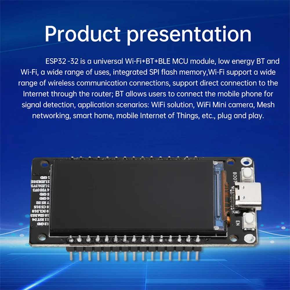 ESP32-WROOM-32 Dev Board with LCD, Wi-Fi & Bluetooth | Type-C