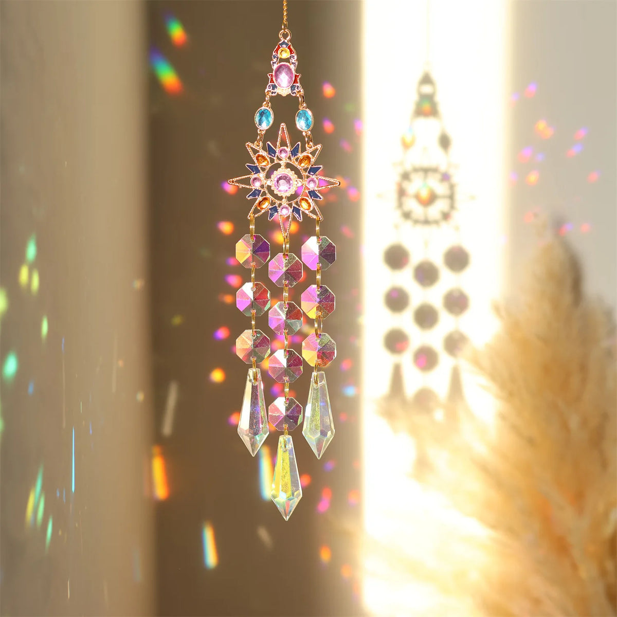Crystal Sun Catcher Window Hanging – Rainbow Prism Pendant