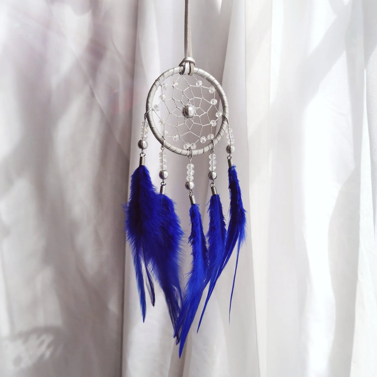 Boho Dream Catcher Ornament – Crystal Beads & Feathers Décor