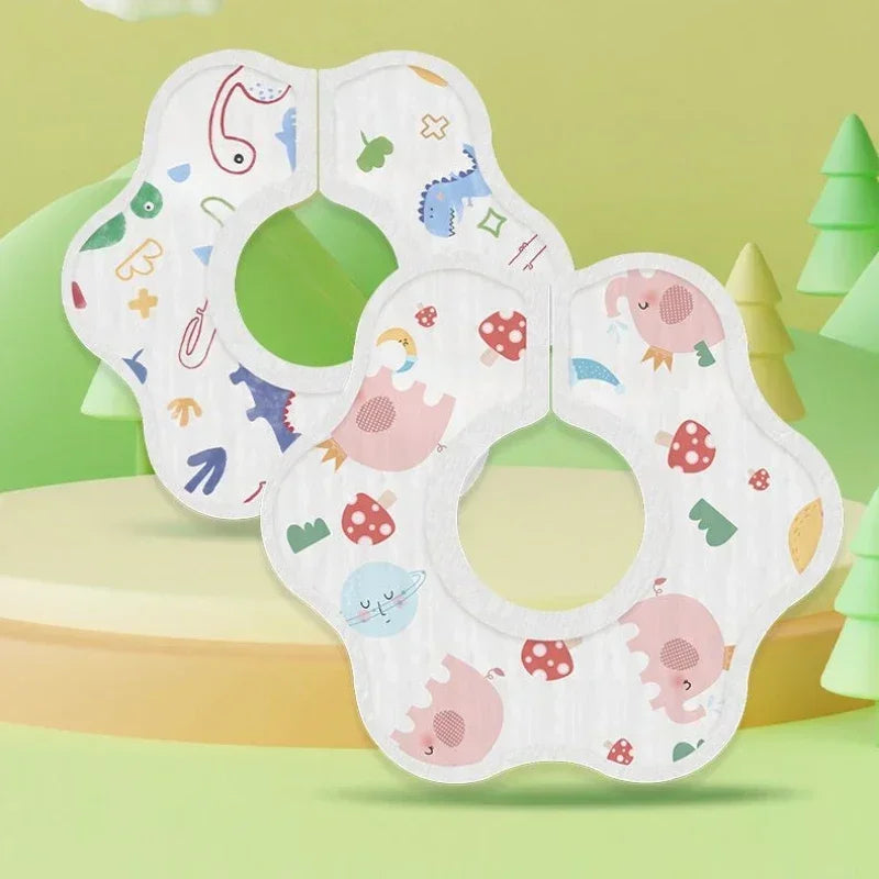 Disposable 360° Waterproof Baby Drool Bibs – 10 Pack